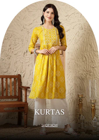 Yellow Printed Kurta for Women A Timeless Everyday Ethnic Essential