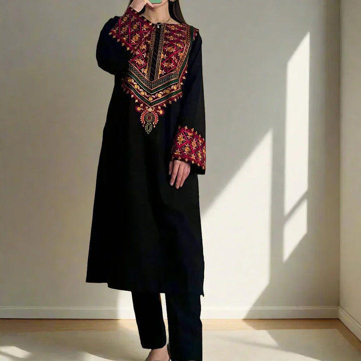 Elegant Black Embroidered Kurta Set for Women Premium Ethnic Wear