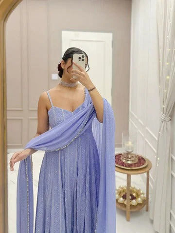 Elegant Lavender Party Gown for Women Trendy Western Wear