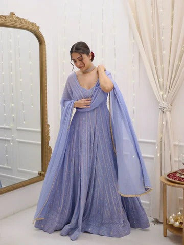Elegant Lavender Party Gown for Women Trendy Western Wear