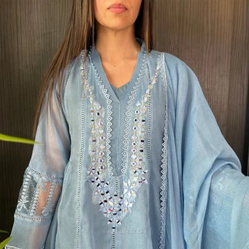Stylish Light Blue Kurta Set with Dupatta Premium Ethnic Collection