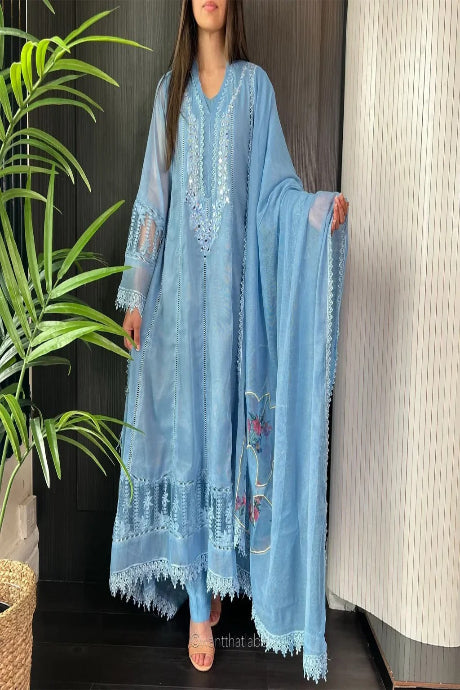 Stylish Light Blue Kurta Set with Dupatta Premium Ethnic Collection