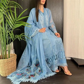 Stylish Light Blue Kurta Set with Dupatta Premium Ethnic Collection