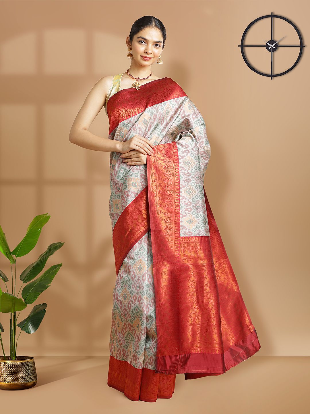 Festival Wear Ash Color Soft Silk Saree