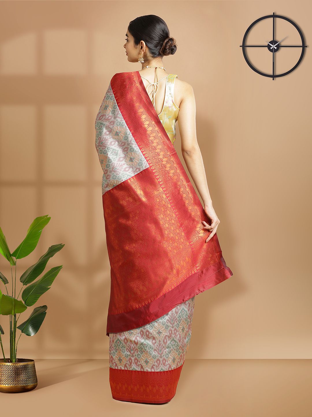 Festival Wear Ash Color Soft Silk Saree