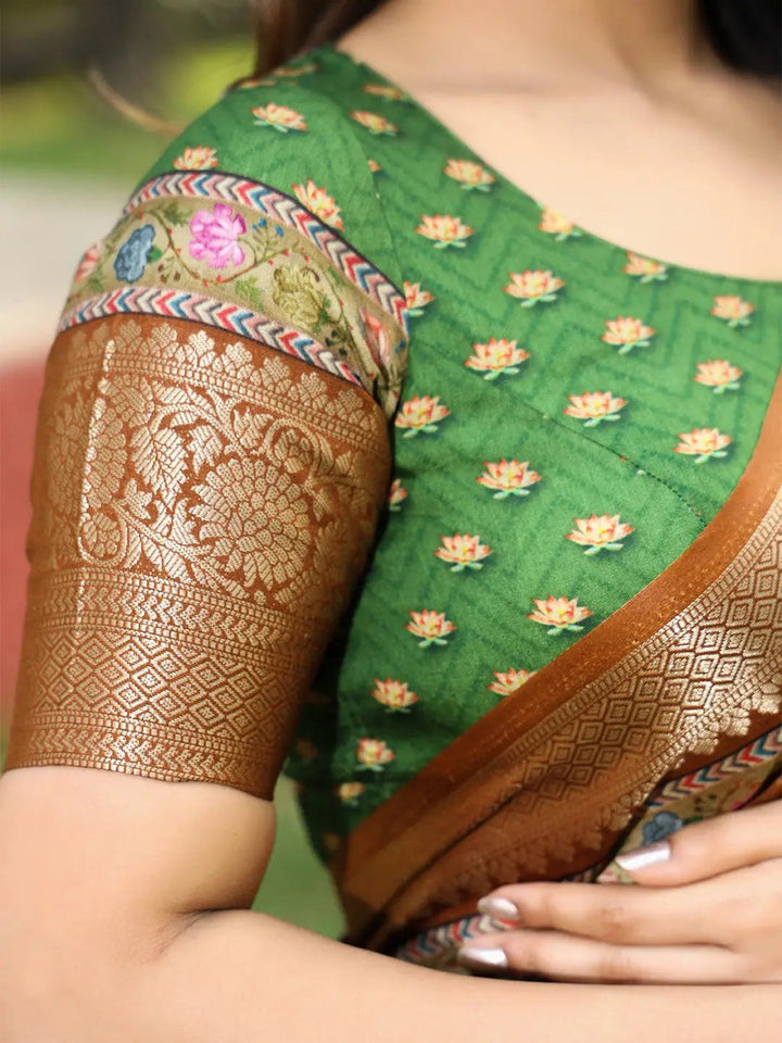Festival Wear Brown Color Soft Silk Saree