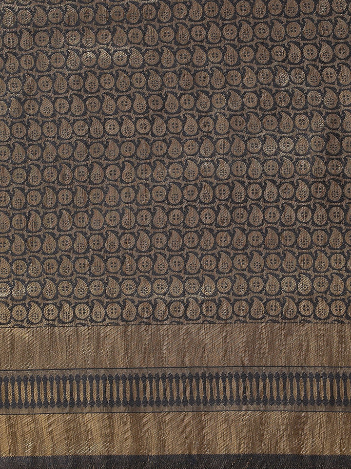 Festival Wear Charcoal Grey and Gold Color Soft Silk Saree