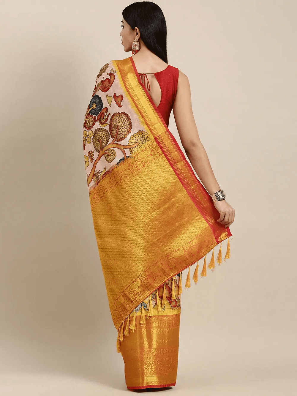 Festival Wear Cream Color Soft Silk Saree