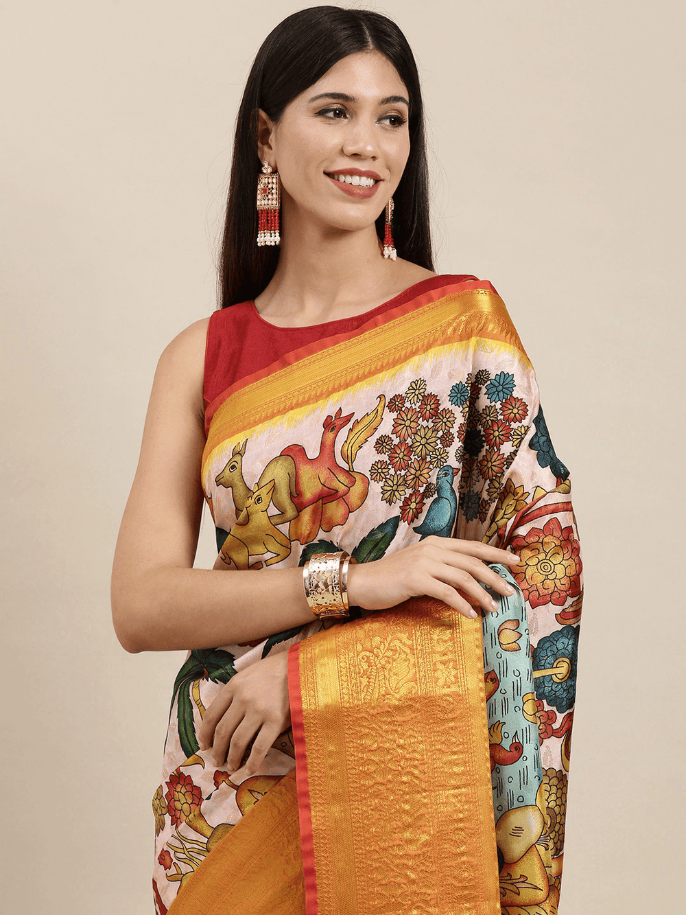 Festival Wear Cream Color Soft Silk Saree