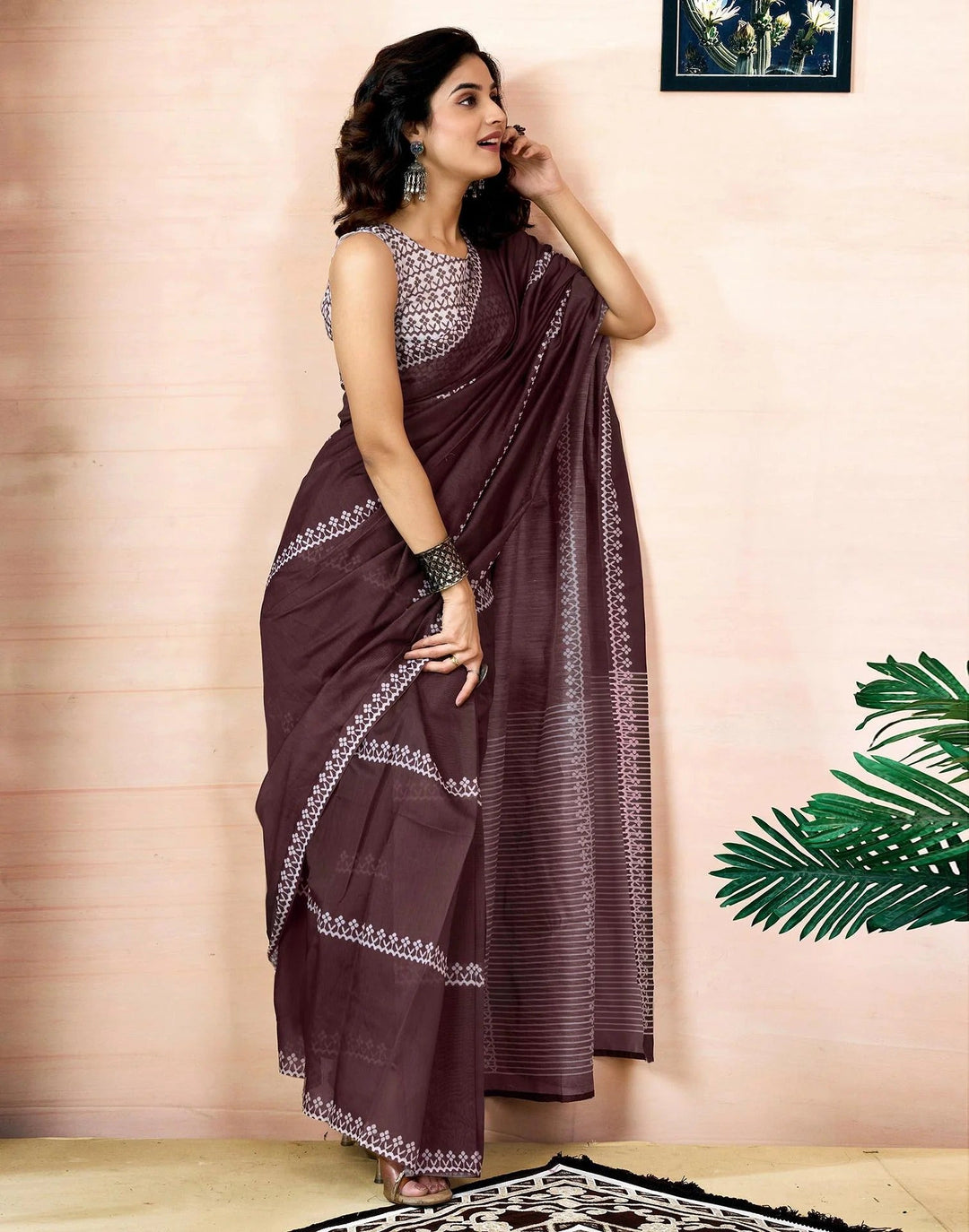 Festival Wear Dark Brown Color Soft Silk Printed Saree