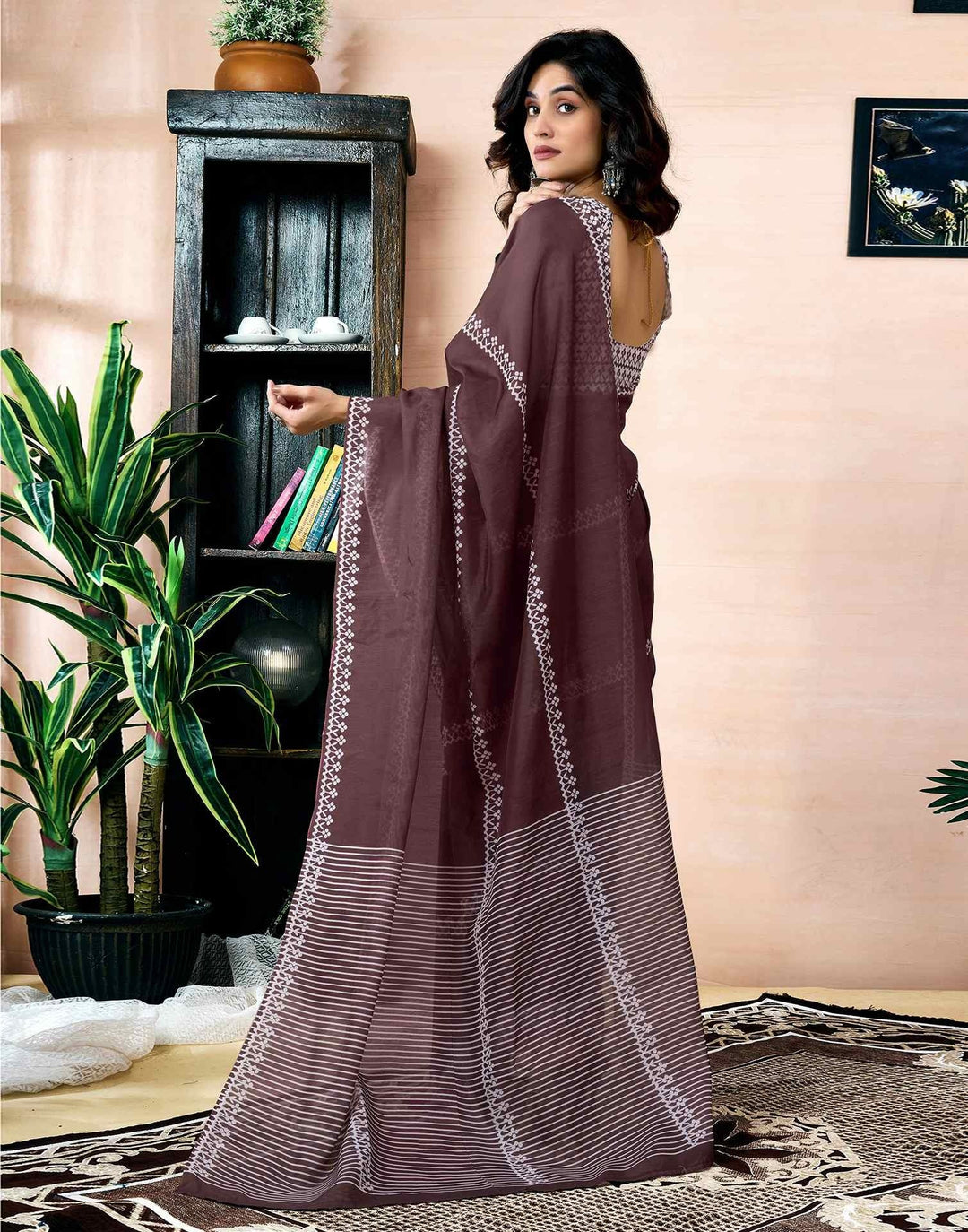 Festival Wear Dark Brown Color Soft Silk Printed Saree