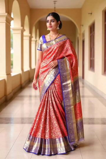 Festival Wear Dark Pink Color Banarasi Silk Saree