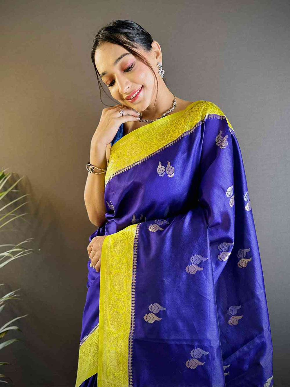 Festival Wear Elegant Purple Color Soft Silk Saree with Gold Zari Accents