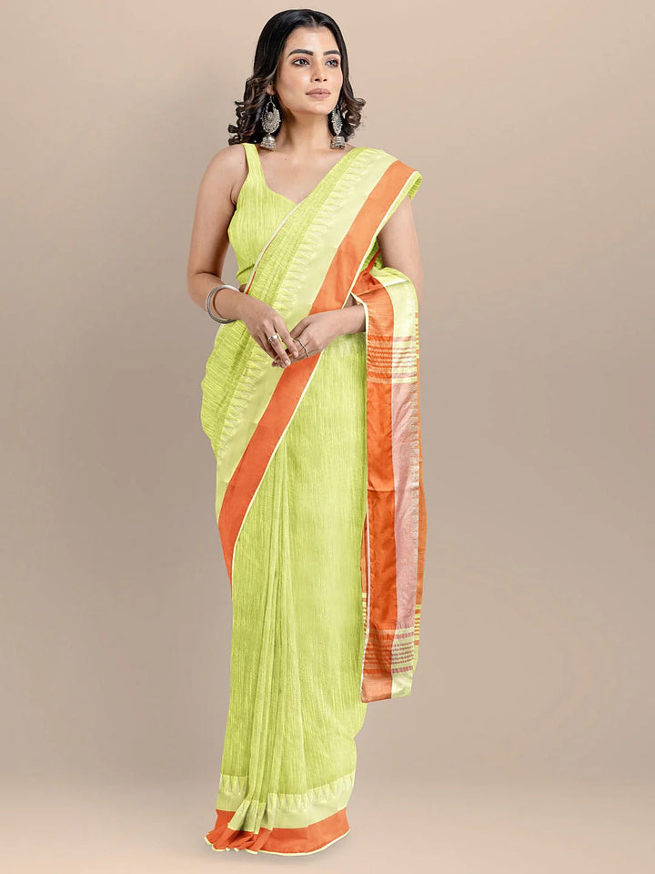 Festival Wear Green Color Maheshwari Handloom Saree