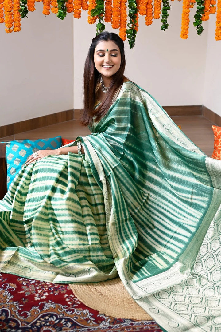 Festival Wear Green Color Soft Silk Handloom Saree
