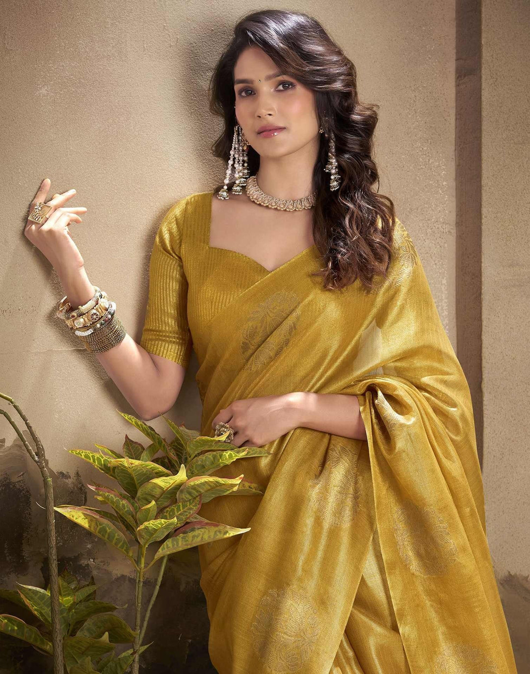 Festival Wear Mustard Yellow Color Soft Silk Woven Saree