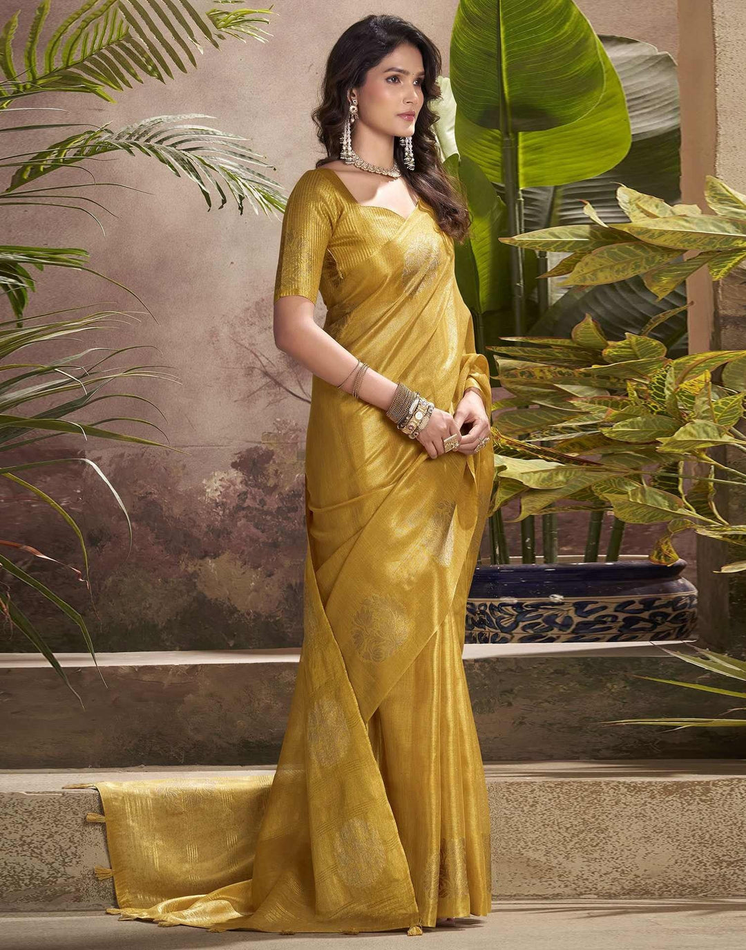 Festival Wear Mustard Yellow Color Soft Silk Woven Saree