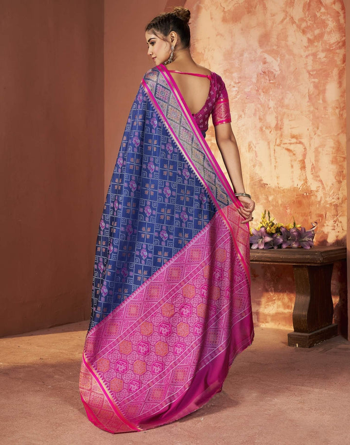 Festival Wear Navy Blue Color Banarasi Silk Woven Patola Saree