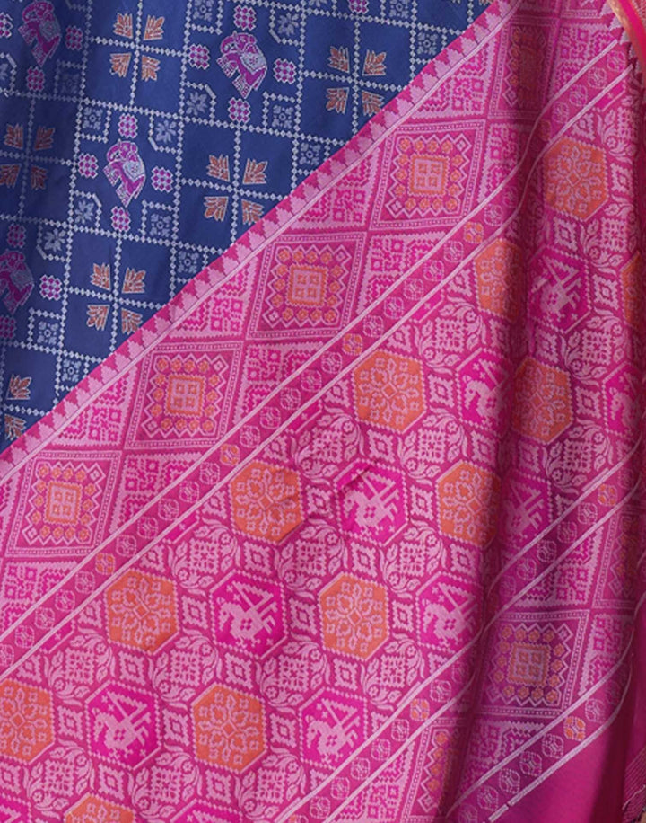 Festival Wear Navy Blue Color Banarasi Silk Woven Patola Saree