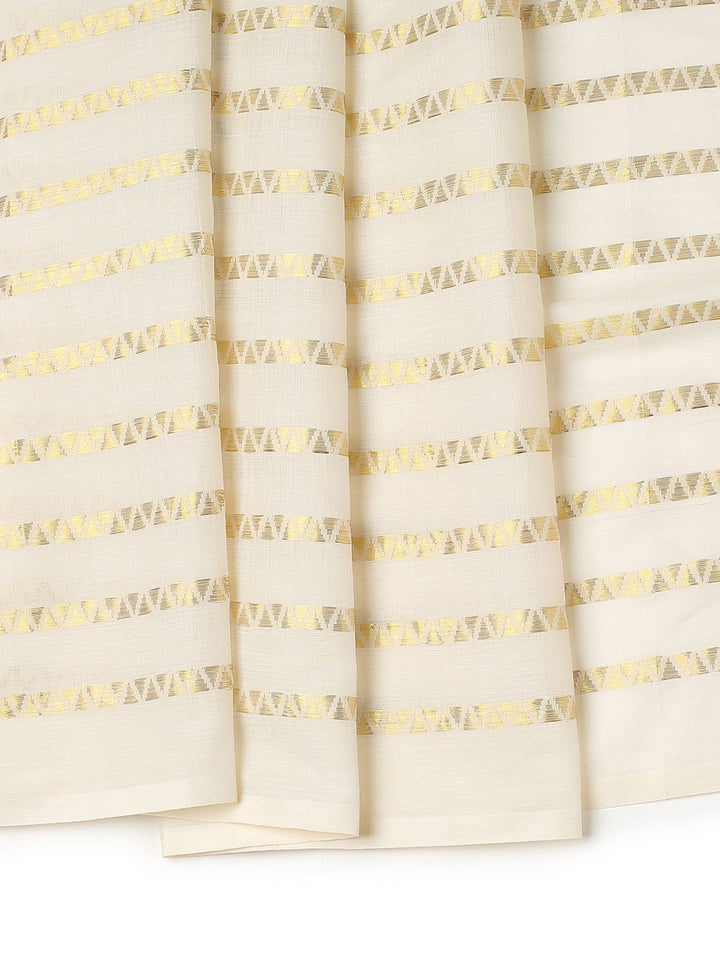 Festival Wear Off White Color Cotton Soft Silk Saree