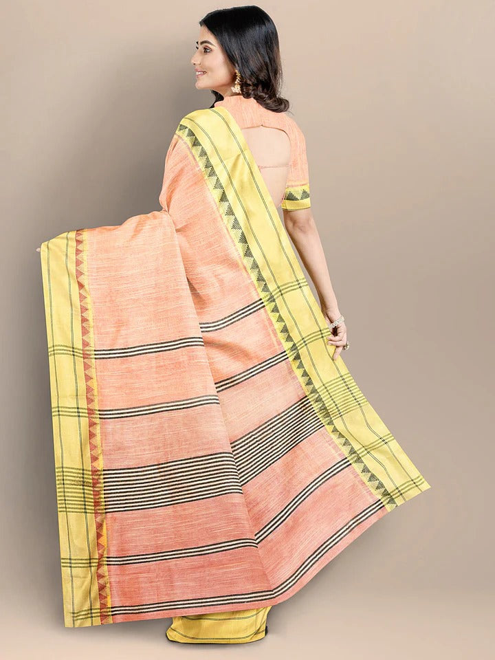 Festival Wear Peach Color Maheshwari Handloom Saree