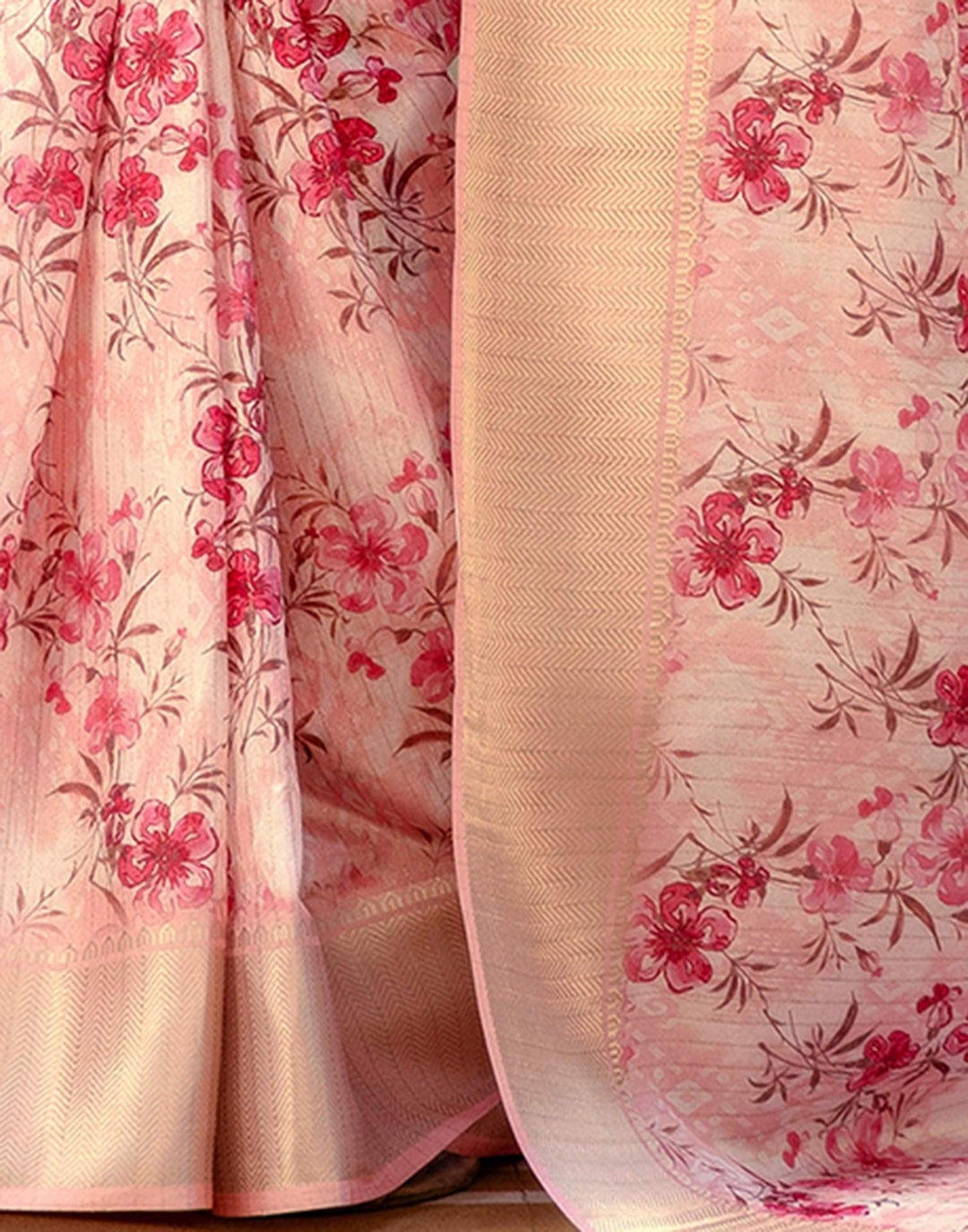 Festival Wear Peach Color Soft Silk Printed Saree