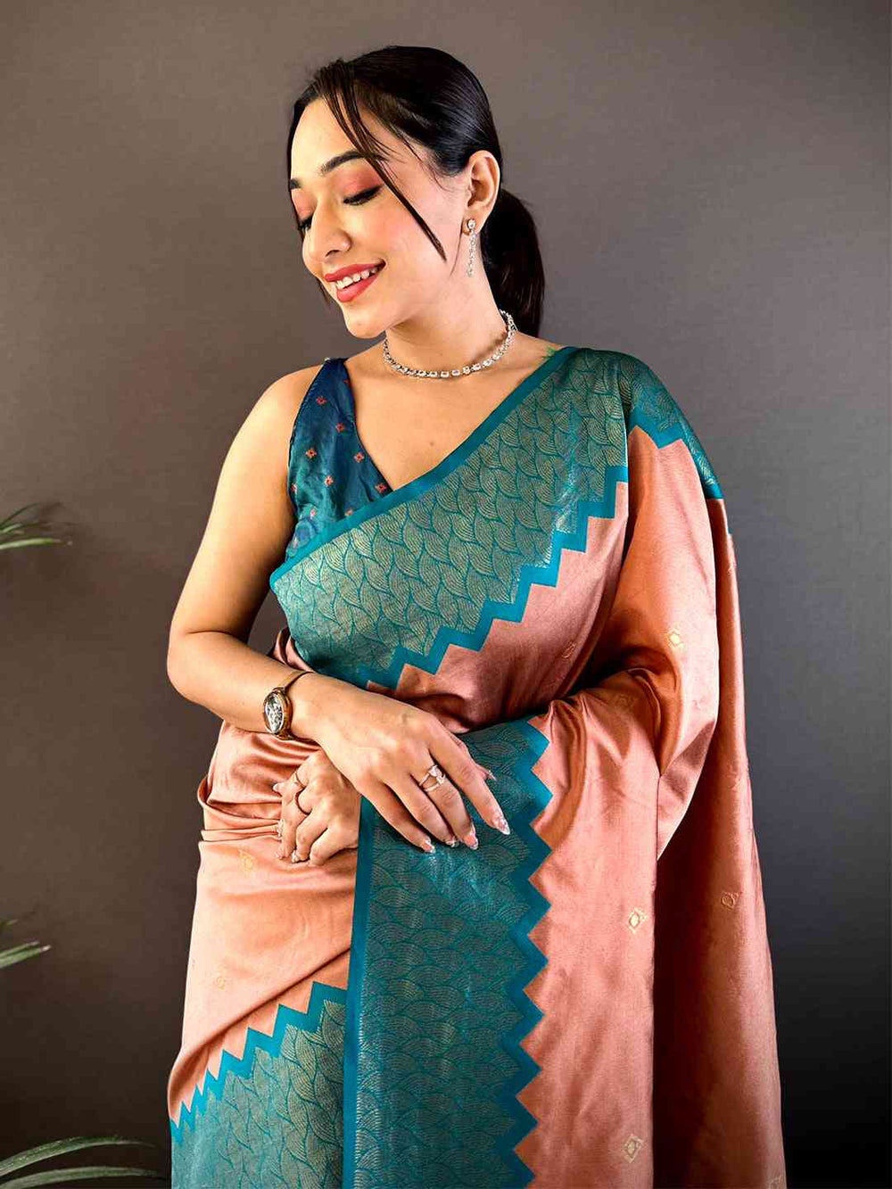 Festival Wear Peach Color Soft Silk Saree