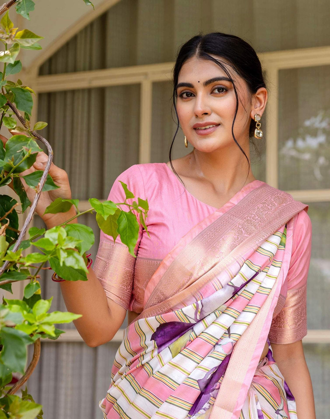 Festival Wear Pink Color Soft Silk Printed Saree