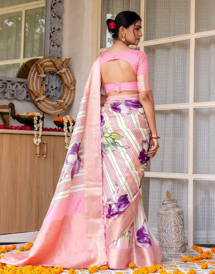 Festival Wear Pink Color Soft Silk Printed Saree