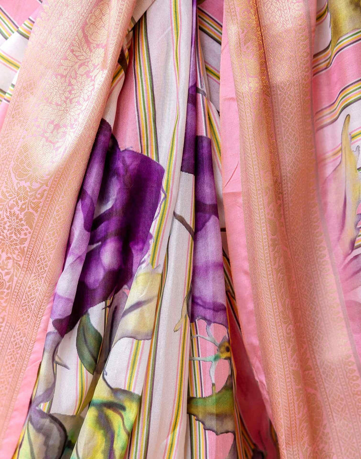 Festival Wear Pink Color Soft Silk Printed Saree