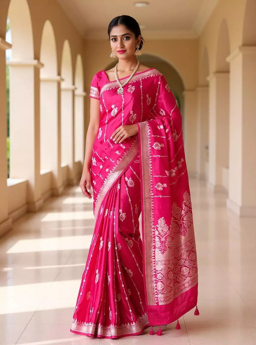 Festival Wear Pink Color Soft Silk Saree