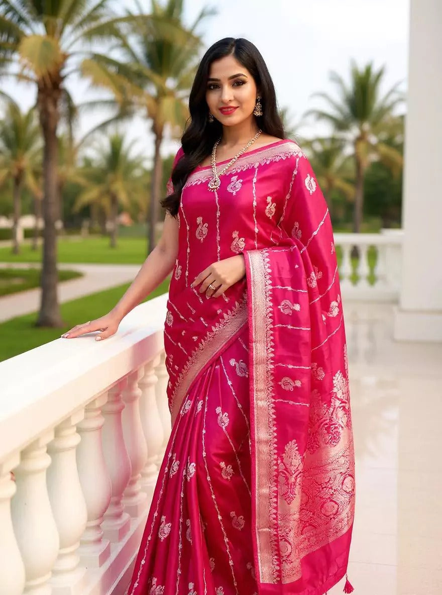 Festival Wear Pink Color Soft Silk Saree