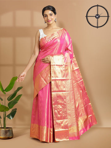 Festival Wear Pink Color Tissue Silk Saree
