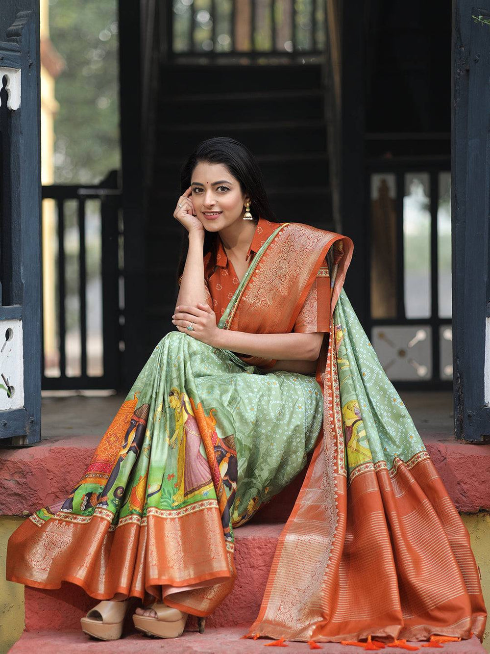 Festival Wear Pista Color Soft Silk Saree
