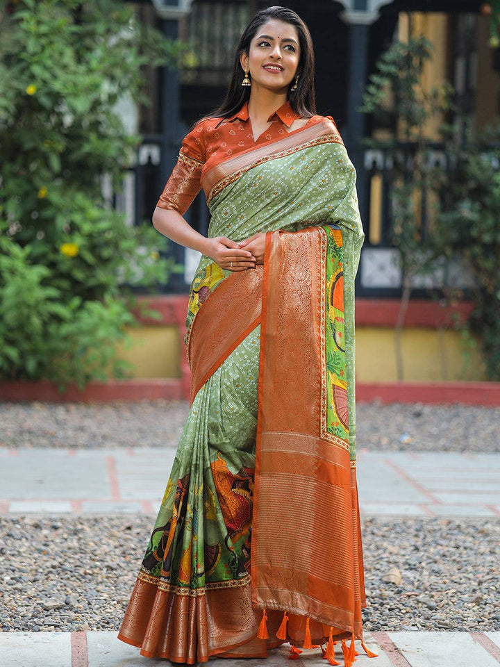 Festival Wear Pista Color Soft Silk Saree