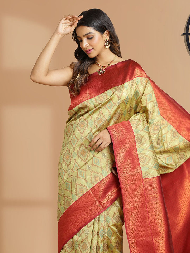 Festival Wear Pista Green Color Soft Silk Saree