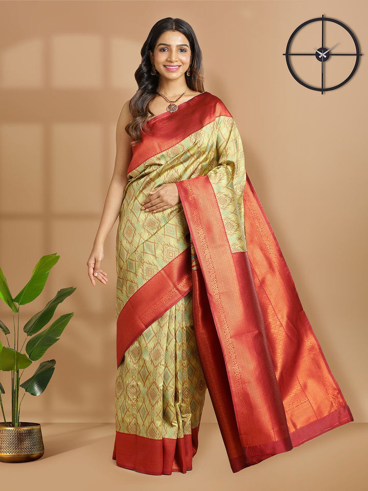 Festival Wear Pista Green Color Soft Silk Saree