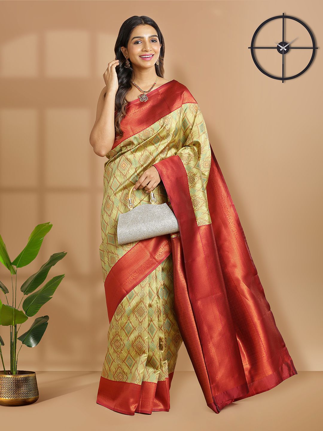 Festival Wear Pista Green Color Soft Silk Saree