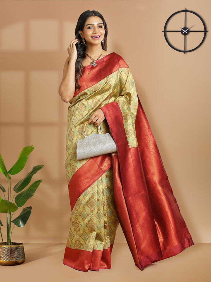 Festival Wear Pista Green Color Soft Silk Saree
