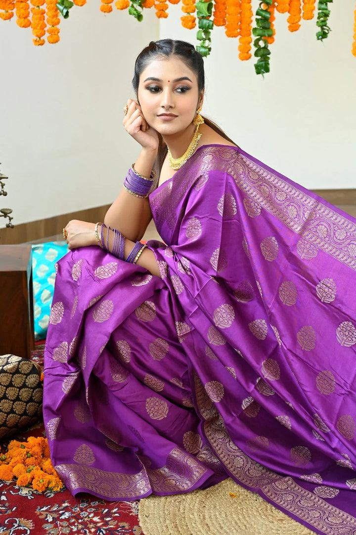 Festival Wear Purple Color Kanjivaram Silk Saree