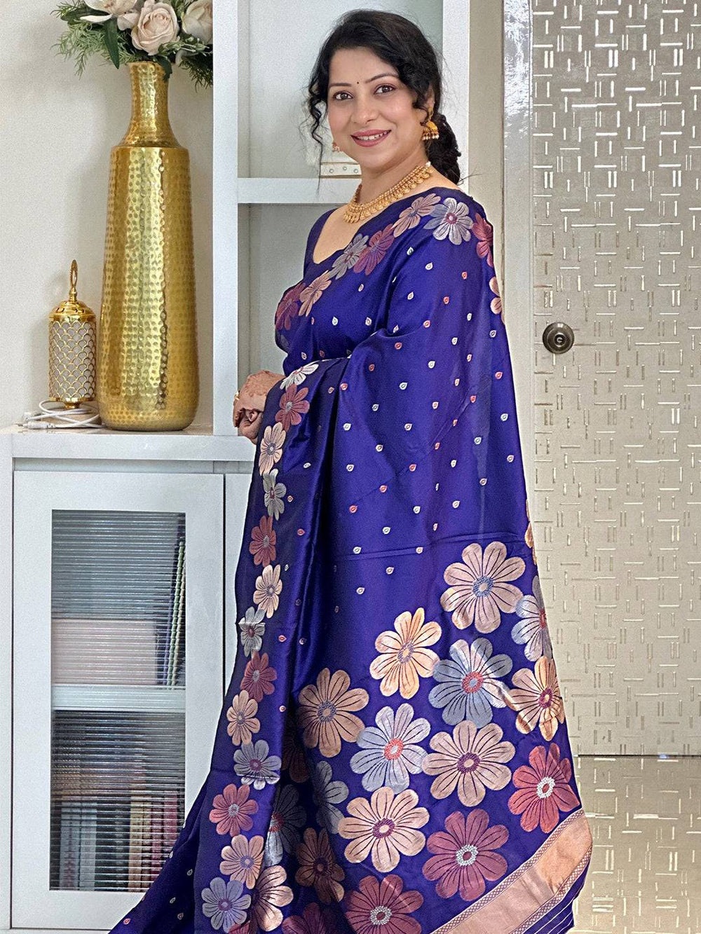 Festival Wear Purple Color Soft Silk Woven Saree