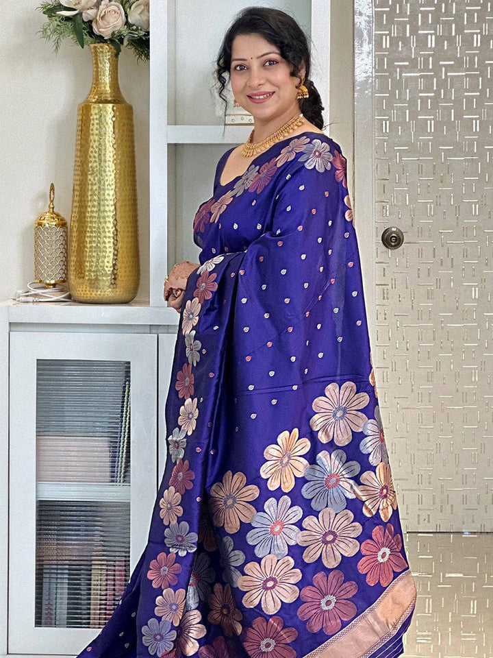Festival Wear Purple Color Soft Silk Woven Saree