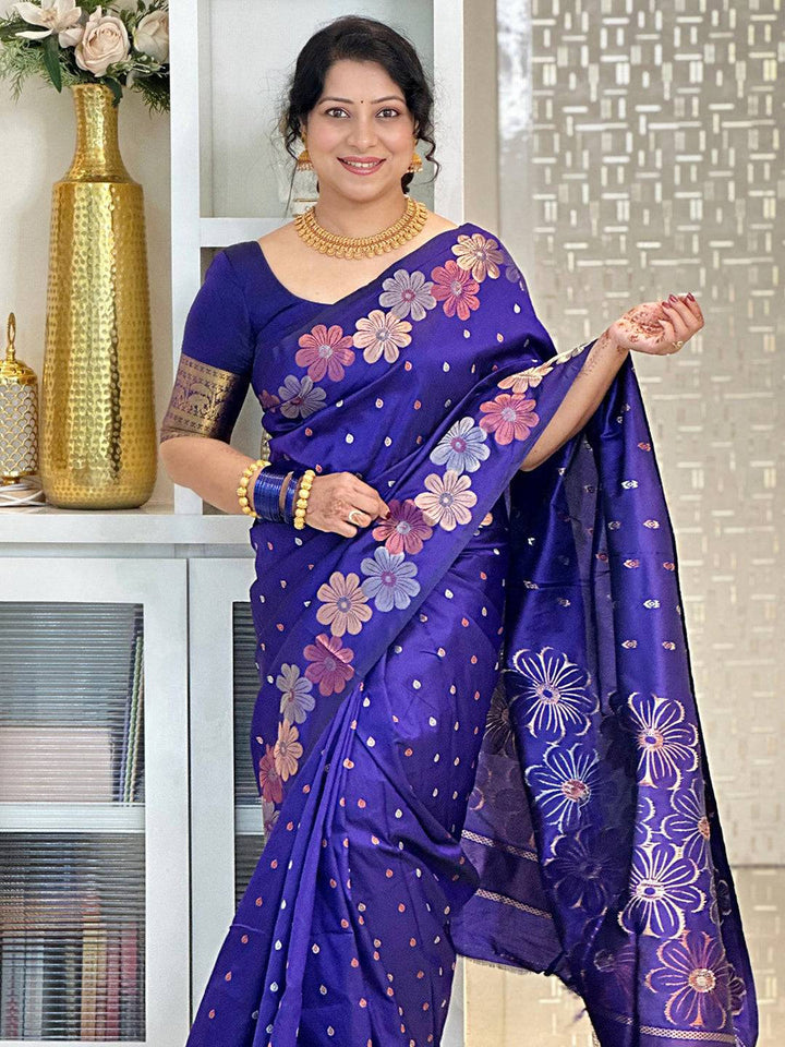 Festival Wear Purple Color Soft Silk Woven Saree