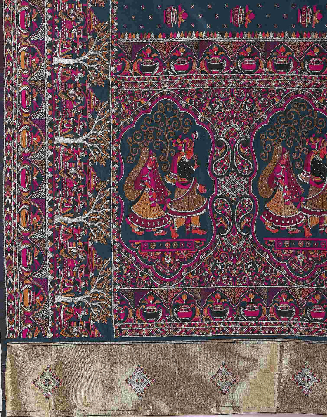 Festival Wear Rama Blue Color Soft Silk Woven Saree