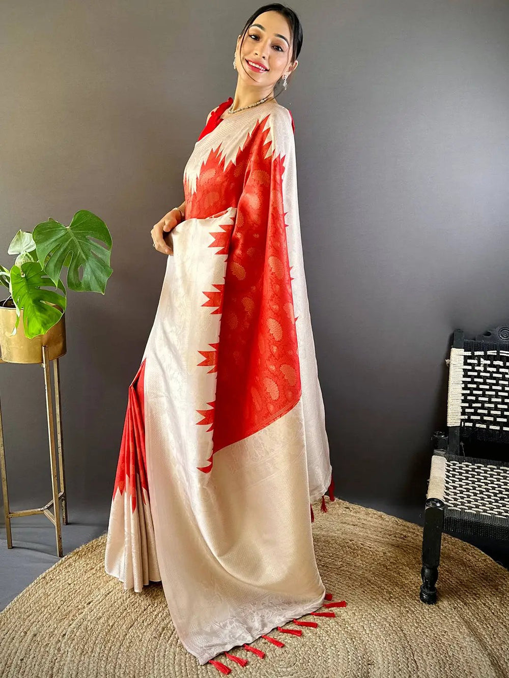 Festival Wear Red Color Soft Silk Saree