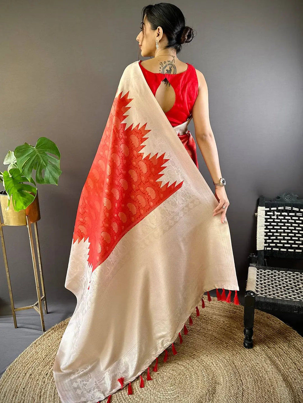 Festival Wear Red Color Soft Silk Saree