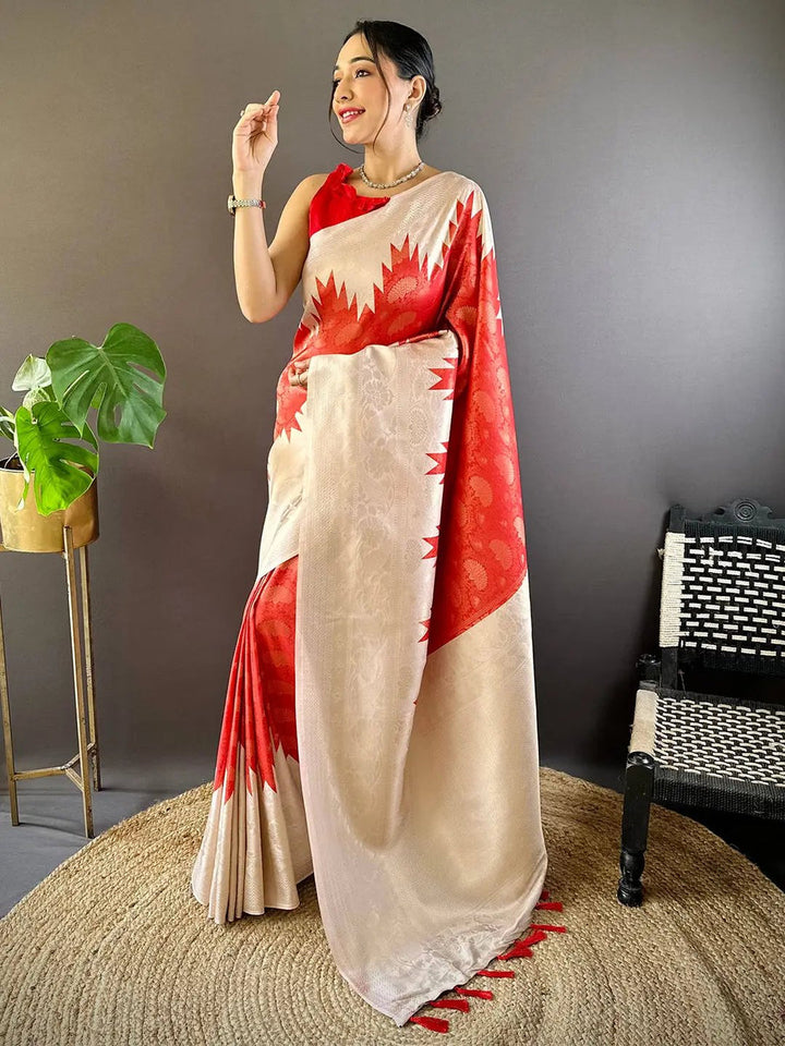 Festival Wear Red Color Soft Silk Saree