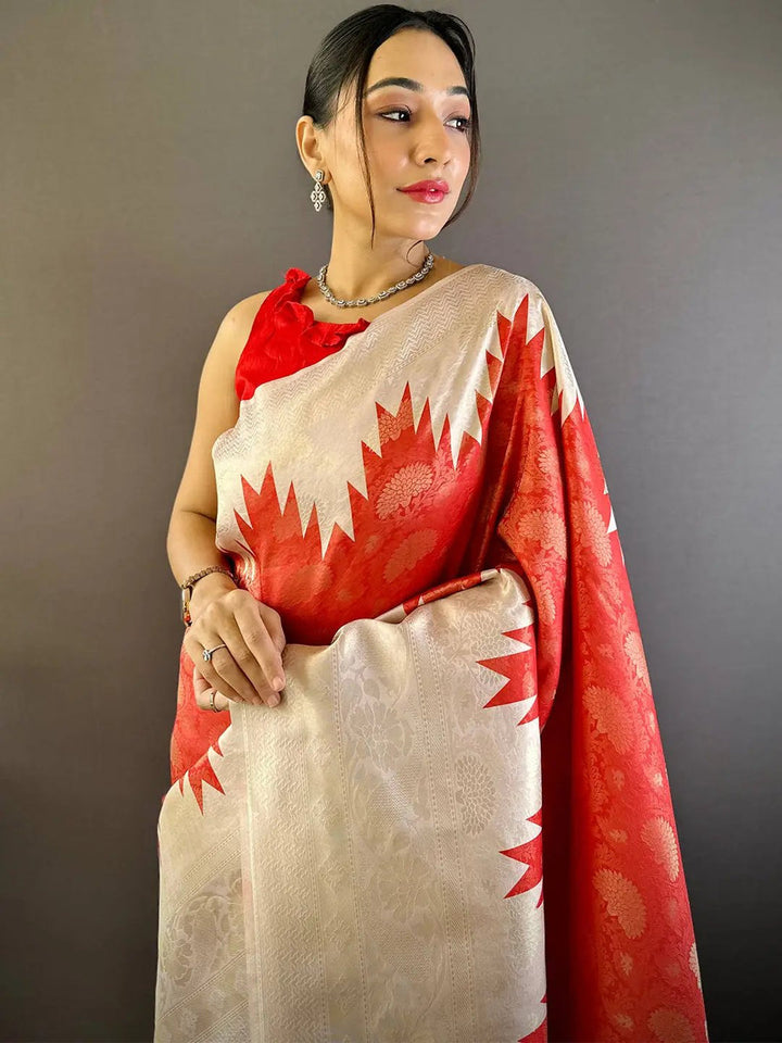 Festival Wear Red Color Soft Silk Saree