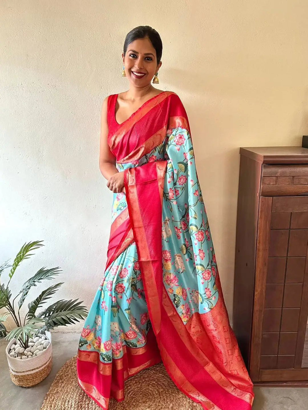Festival Wear Sky Color Soft Silk Saree