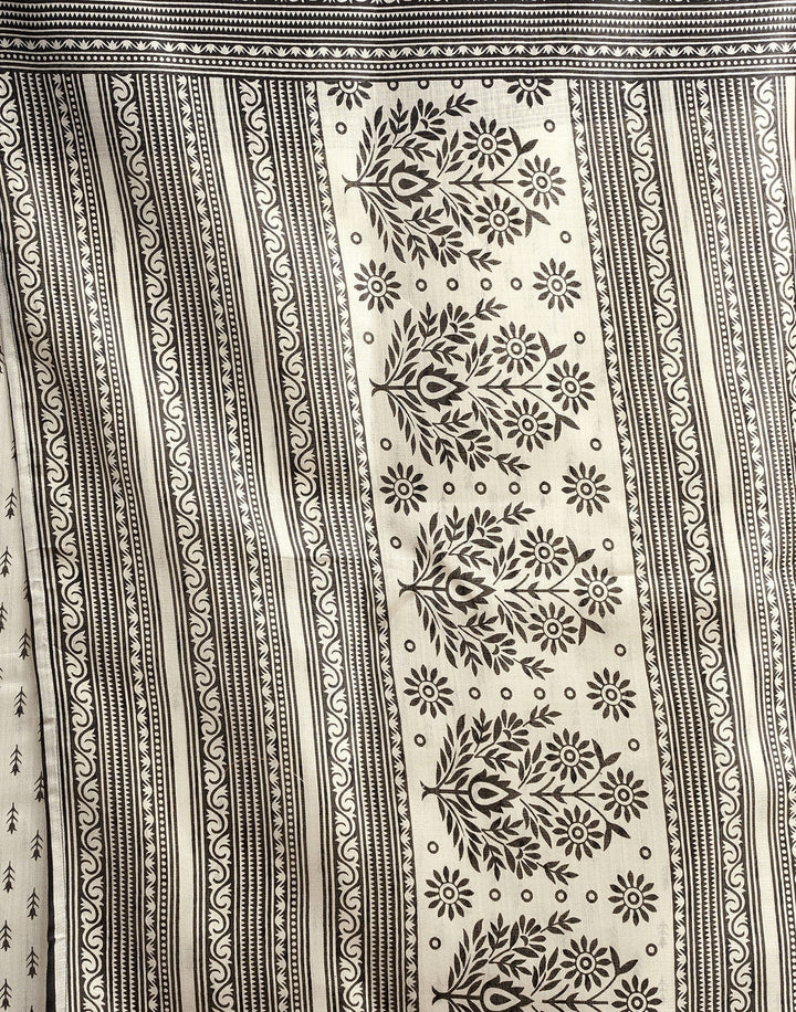 Festival Wear White Color Cotton Blend Printed Saree